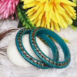 TAJ BRIDAL STORE Kundan -Studded Lac Bangadi Bangles-picture-37