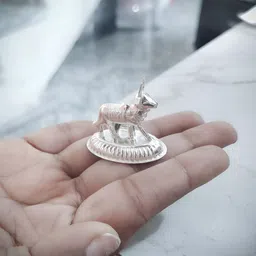 DOKCHAN SilverToned Pure Silver Kamdhenu Cow Showpiece image 4