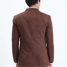 SHOWOFF Men Brown Single-Breasted Slim Fit Blazer With Notched Lapel image 4