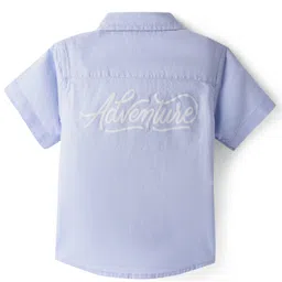 Babyhug Cotton Woven Half Sleeves SolidShirt - Light Blue image 2