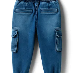 Babyhug Denim Full Length Washed Jeans With Stretch - Navy Blue image 2