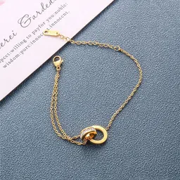 GOLDIWALA Stainless Steel Gold-Plated Artificial Stones Studded Wraparound Korean Bracelet image 4