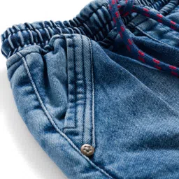 Babyhug Denim Full Length Washed Jeans With Stretch - Navy Blue image 3