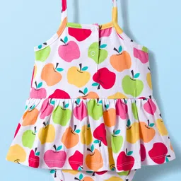 Babyhug 100% Cotton Single Jersey Knit Sleeveless Printed Onesie With Hairband - White image 3