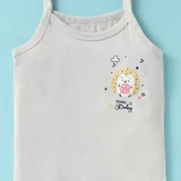 OHMS Single Jersey Knit Sleeveless Slips With Heart& Leaves Print Pack Of 3 - White & Grey image 4