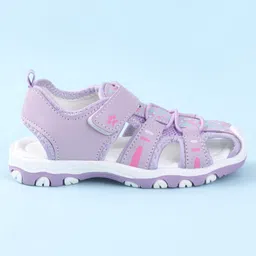 Cute Walk by Babyhug Velcro Closure Sandals with Floral Print - Purple image 4