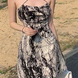 Outzidr Women Abstract Printed Halter Neck Fit And Flare Mini Dress-picture-7