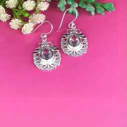 Zhupuk Women Silver-Plated Brass Crystals Drop Earrings-picture-11