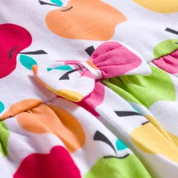 Babyhug 100% Cotton Single Jersey Knit Sleeveless Printed Onesie With Hairband - White image 5