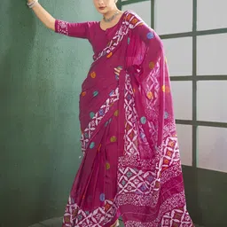 Anouk Rustic Polka Dot Block Print Saree-picture-35