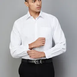 Code by Lifestyle White Slim Fit Striped Shirt-image-36