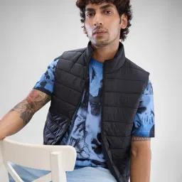 Spykar Black Regular Fit Quilted Jacket image 5