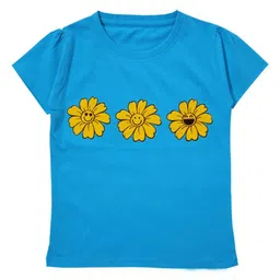 SNOWFLAKES Kids Floral Printed Pure Cotton Applique T-shirt-picture-17