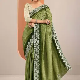 Libas Green Embroidered Saree With Unstitched Blouse-picture-25