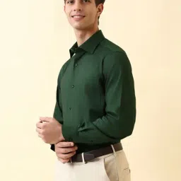 Allen Solly Green Cotton Regular Fit Texture Shirt image 3