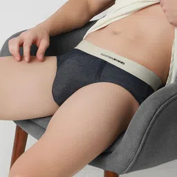 UnderJeans by Spykar Mid-Rise Ultrasoft Basic Briefs UJNPBS067DKDXBLUE image 3