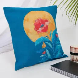 Fabindia Blue & Red Cotton Printed Cushion Cover-image-2
