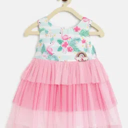 Nauti Nati Kids Pink & Green Floral Print Dress-picture-32