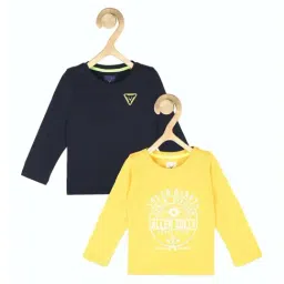 Allen Solly Junior Black & Yellow Cotton Graphic Full Sleeves T-Shirt (Pack of 2)-picture-39