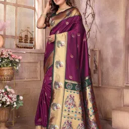 Elora Maroon Woven Design Saree With Unstitched Blouse-picture-36