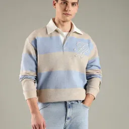 TOMMY HILFIGER Beige Colorblock Relaxed Fit Cotton Polo T-Shirt-image-8