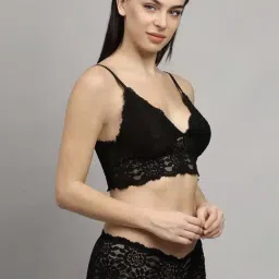 AROUSY Black & Grey Self Pattern Bra Panty Set - Pack Of 2 image 2