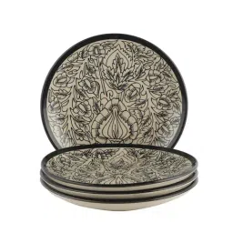 VarEesha Kalamkari Off White Ceramic Quarter Plates - Set of 4 image 2