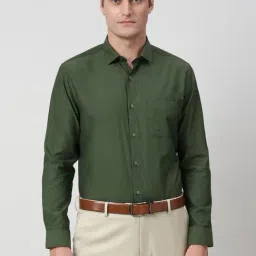 Peter England Green Cotton Slim Fit Printed Shirt-picture-13