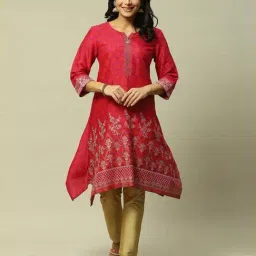 Rangriti Red Straight Fit Printed Kurta image 3