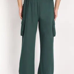 Chkokko Bottle Green Cotton Relaxed Fit Track Pants image 2