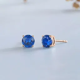 Ornate Jewels 925 Silver 18K Rose Gold Plated 1 Carat Blue Sapphire Stud Earring for Women-image-84