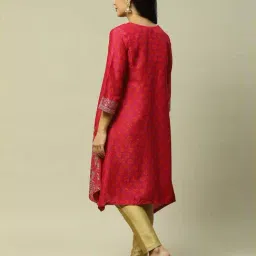 Rangriti Red Straight Fit Printed Kurta image 2