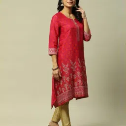 Rangriti Red Straight Fit Printed Kurta image 5