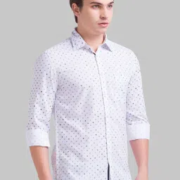 Parx White Slim Fit Printed Shirt image 4
