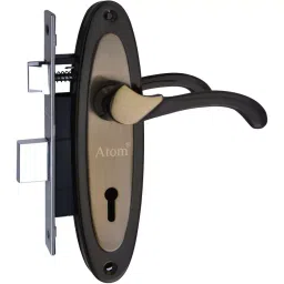 Atom Iron Gold Door Handle Lock Set, 412_K.Y-B/G image 2
