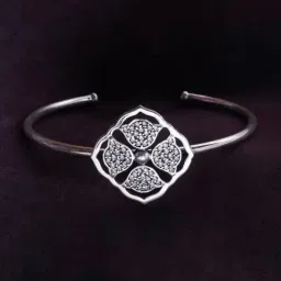 Arte Jewels 925 Sterling Silver Cz Stone Adjustable Bangle for Women-picture-24