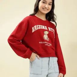 Lil Tomatoes Girls Cranberry Regular Fit Printed Sweatshirt image 3