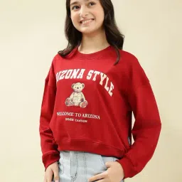 Lil Tomatoes Girls Cranberry Regular Fit Printed Sweatshirt image 4