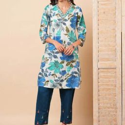 Fashor Blue Printed Straight Kurta-picture-46
