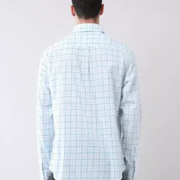AD by Arvind Light Blue Regular Fit Checks Shirt image 2