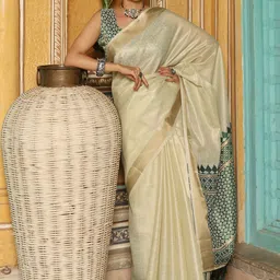 Astita Woven Design Zari Saree with Unstitched Blouse Piece image 3