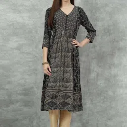 Biba Black Printed A Line Kurta image 1