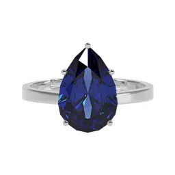 Clara 92.5 Sterling Silver Swiss Zirconia Royal Blue Tear Drop Adjustable Ring image 4