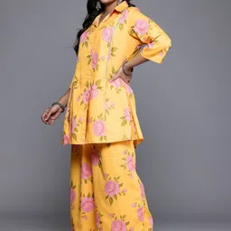 A PLUS BY AHALYAA Floral Printed Lace Inserts Cut-Away Collar Co-Ords image 4