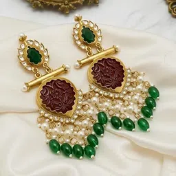 TESSARA Gold-Plated Teardrop Shaped Drop Earrings image 5