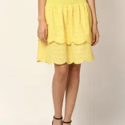 Elle Yellow Regular Fit Skirt-image-1