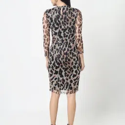 R&B Beige Polyester Printed Bodycon Dress image 4