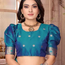 Elora Purple Woven Design Saree With Unstitched Blouse image 5