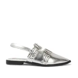 The White Pole Women's Silver Sling Back Sandals image 3