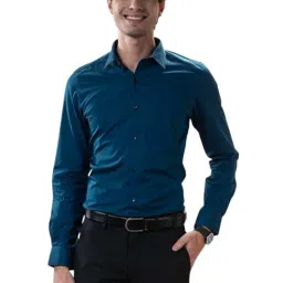 Turtle Blue Cotton Slim Fit Shirt-picture-40